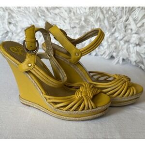 Seychelles Yellow Wedge Sandals Espadrille Platform Heels Size‎ 7.5